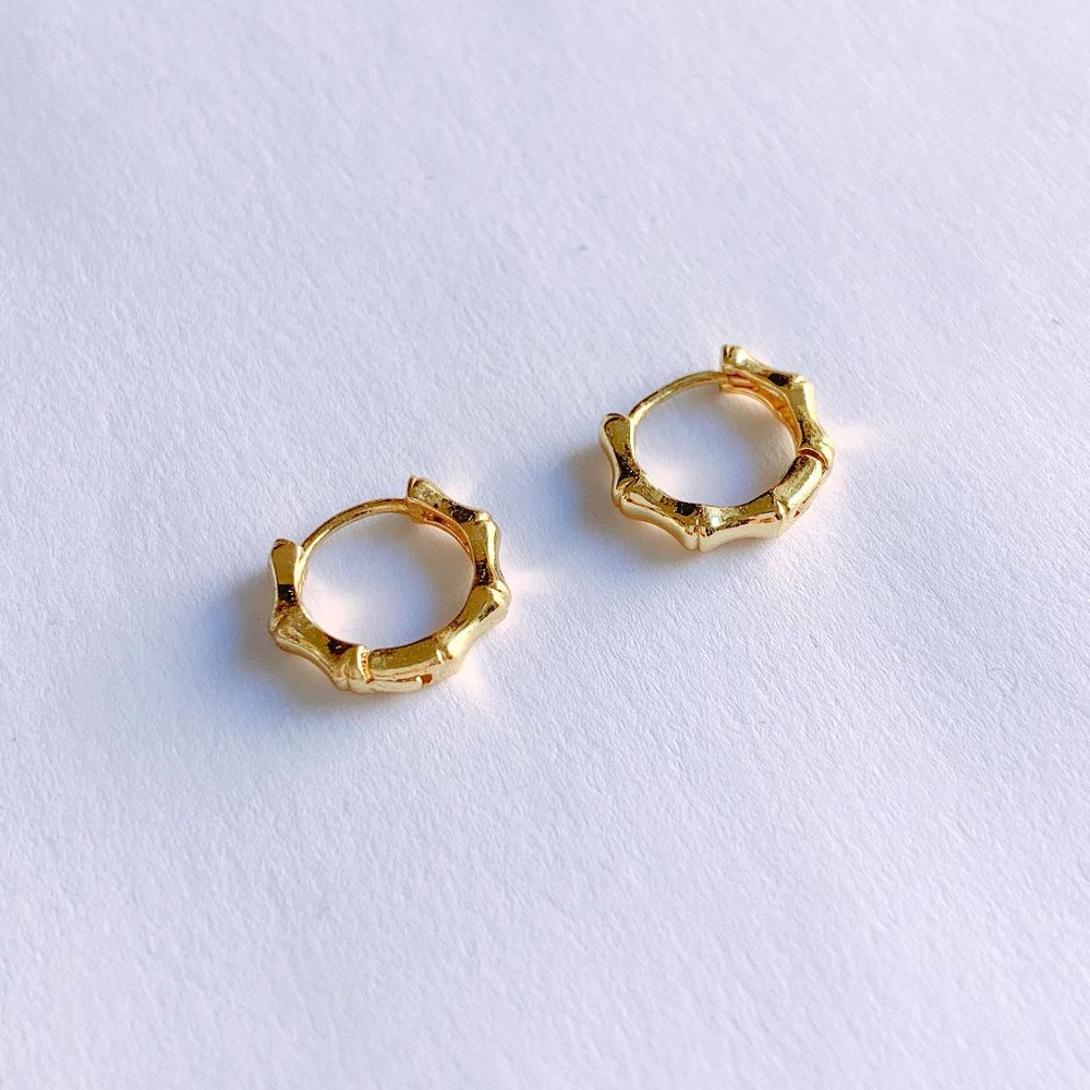 COPY - MINI GOLD HOOPS SMALL BAMBOO GOLD HOOPS